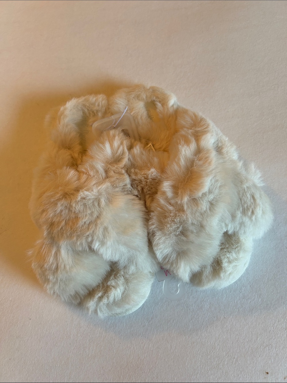 Cat & Jack Cream Plush Slip-On Slippers